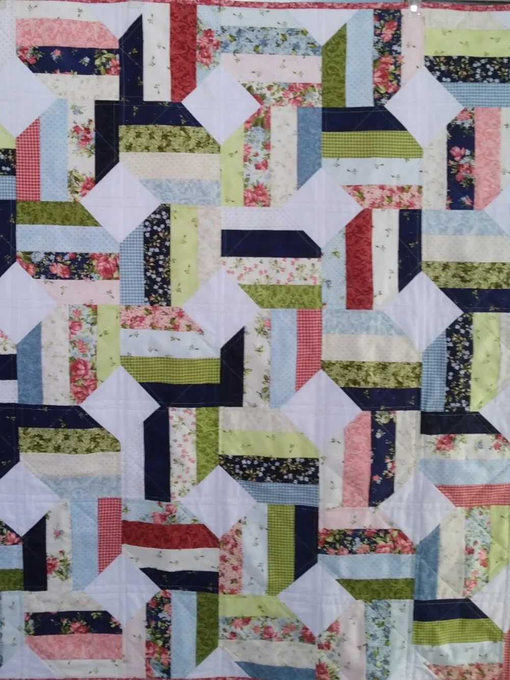 💙❤️BN RED WHITE BLUE GREEN GRANNY CHIC JELLY ROLL LAP QUILT